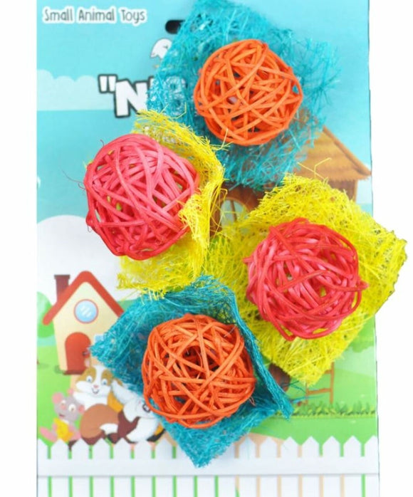 A&E Cage Co Nibbles Bon Bon Loofah Chew Toys Assorted Colors