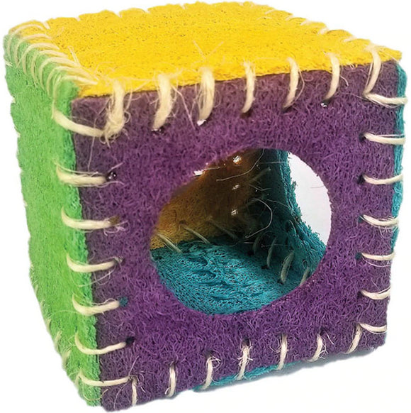 A&E Cage Co Nibblers Loofah Cube for Small Animal Toy - Small