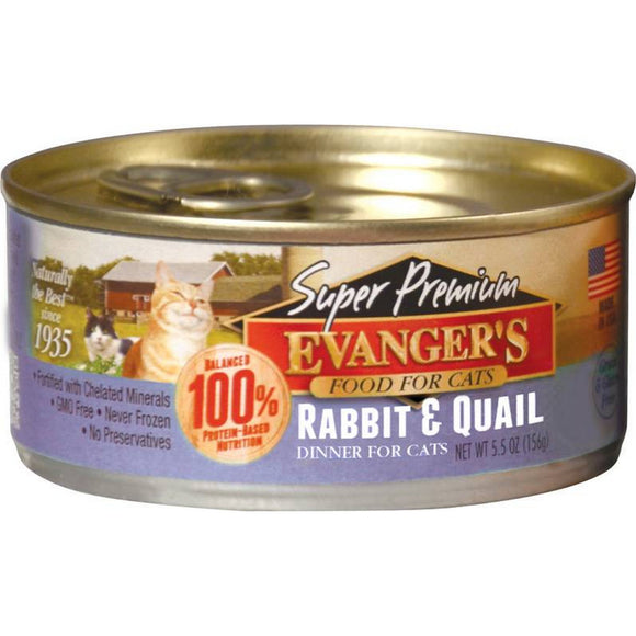 Evangers 5.5 oz Super Premium Rabbit & Quail Dinner for Cats