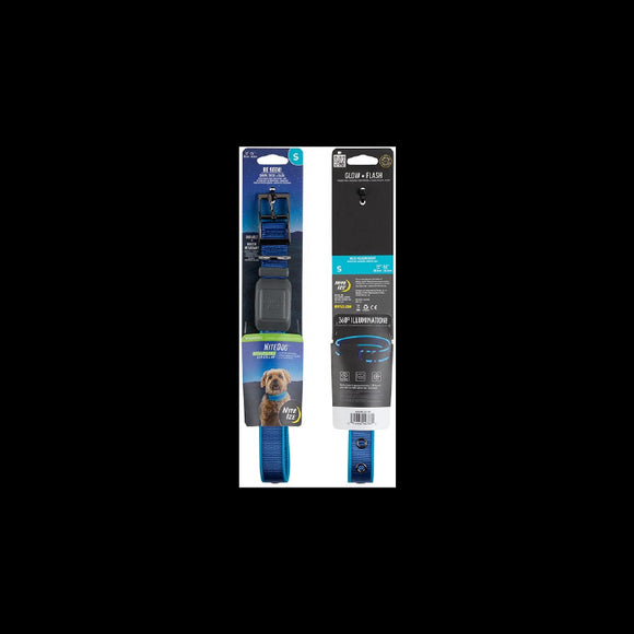 Nite Ize NiteDog USB Rechargeable LED Collar  Light Up  Small  Blue/Blue LED