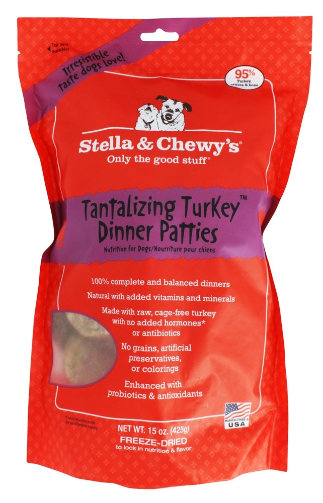 Stella & Chewy's Tantalizing Turkey Dinner Patties Grain-Free Freeze-Dried Raw Dry Dog Food, 14 oz.