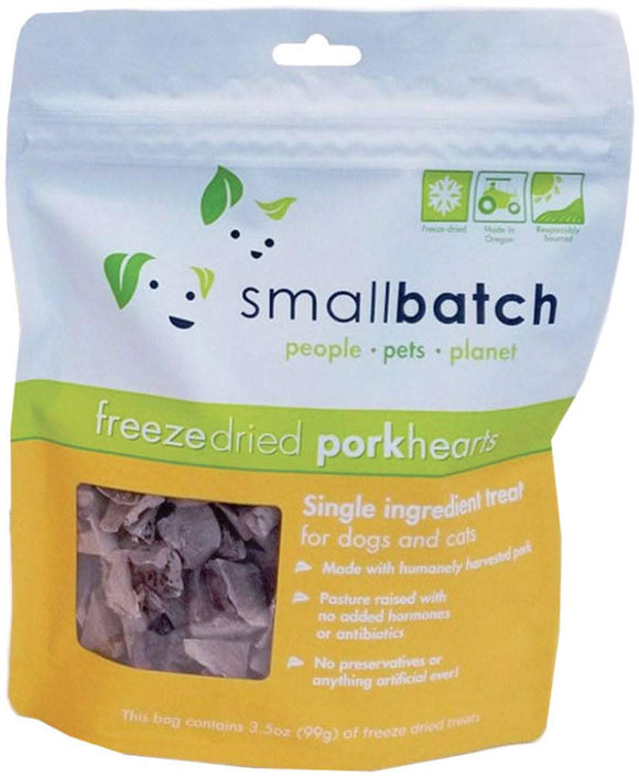 Smallbatch 3.5 oz Freeze-Dried Pork Heart Treat Dog & Cat Food