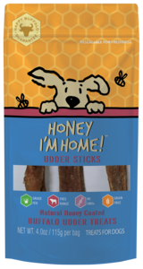 Honey I'm Home Dog Treats Buffalo Udder Sticks 4oz