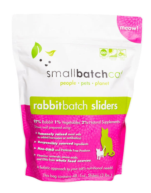 Smallbatch 3 lbs Frozen Rabbit Sliders Cat Food