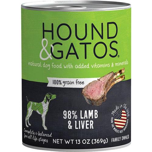 Hound & Gatos Grain Free Wet Dog Food Lamb Liver13oz can
