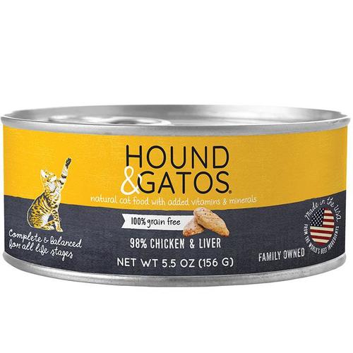 Hound & Gatos Grain Free Wet Cat Food Chicken Liver 5.5oz can