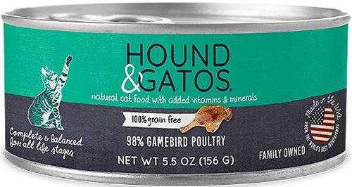 Hound & Gatos Grain Free Wet Cat Food Game Bird 5.5oz can