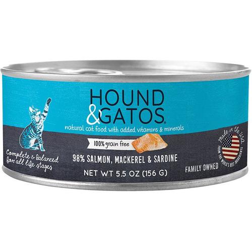 Hound & Gatos Grain Free Wet Cat Food Salmon Macheral Sardine 5.5oz can