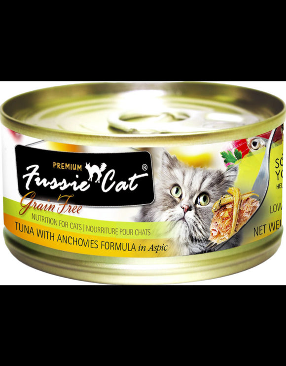Fussie Cat 5.5 oz Grain Free Tuna wih Anchovie Cat Food