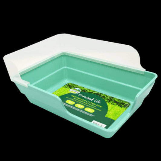 Oxbow Small Animal Rectangle Litter Pan with Removable Shield