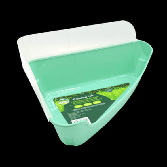 Oxbow Corner Litter Pan with Removable Shield for Small Animals