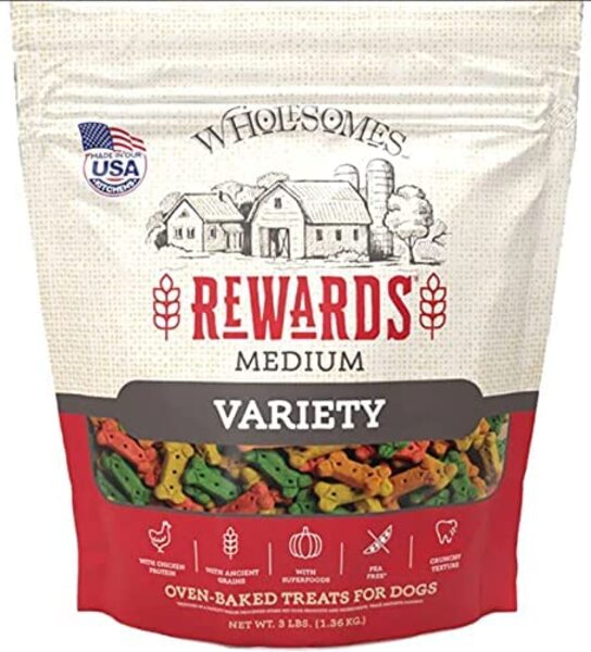Wholesome 3 lbs Rewards Variety Biscuits Pet Food