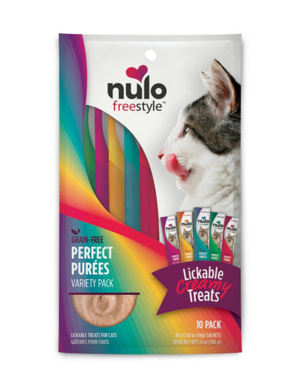 Nulo 5 oz Grain Free Variety Puree Cat Treat 10pack
