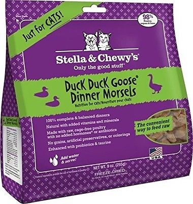 Stella & Chewy's Duck & Goose Dinner Morsels Grain-Free Freeze-Dried Cat Food, 9 oz