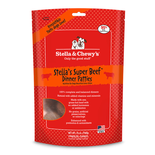 Stella & Chewy's Super Beef Dinner Patties Grain-Free Freeze-Dried Dry Dog Food, 25 oz