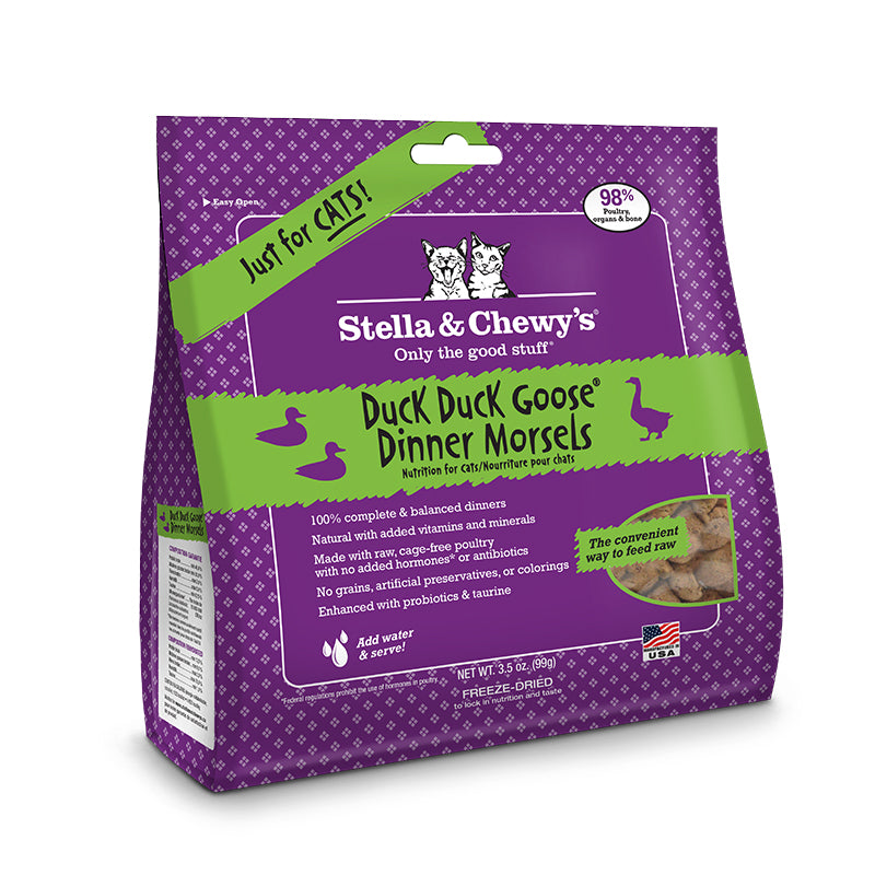 Stella & Chewy's Duck Duck Goose Dinner Morsels Freeze-Dried Dry Cat Food, 3.5 oz.