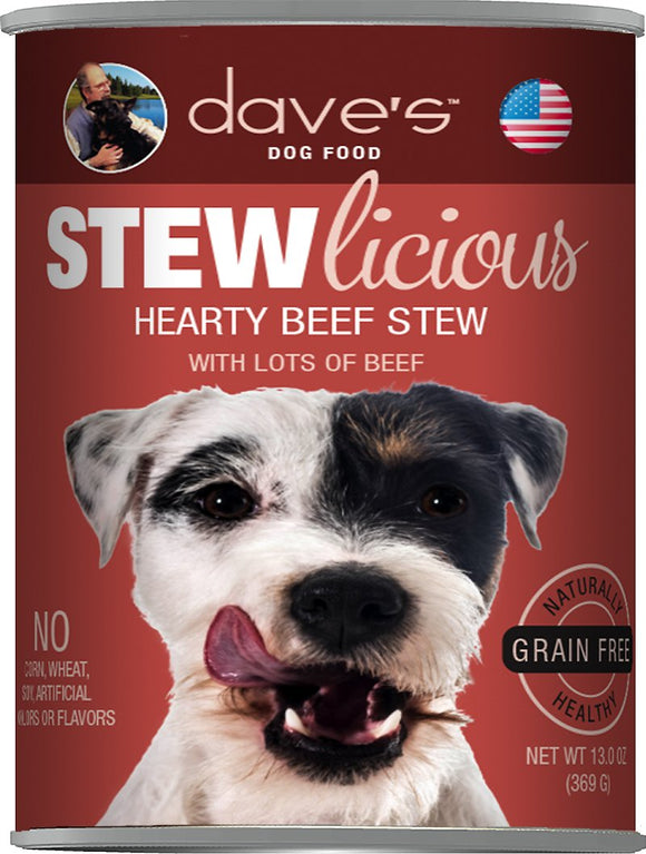 Daves Grain Free Stewlicious Meaty Beef Stew Dog food 13.2 oz