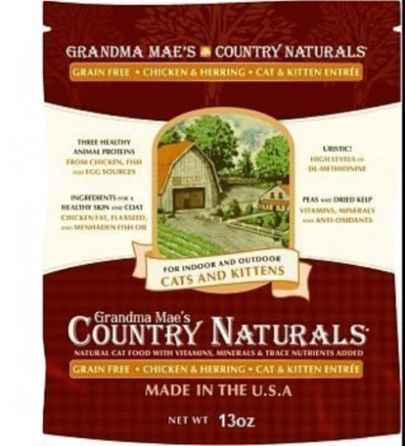 Grandma Mae's Country Naturals Grain-Free Chicken & Herring Recipe Dry Cat Food, 9 oz