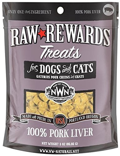 NW Naturals Raw Rewards Grain-Free Pork Liver Freeze Dried Cat & Dog Treats, 3 Oz