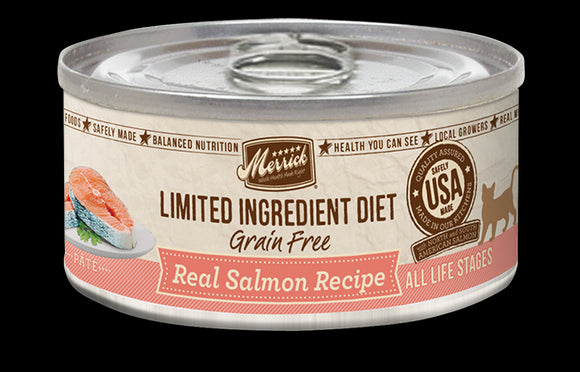 Merrick Limited Ingredient Diet Grain Free Salmon Canned Cat Food, 5 oz., Case of 24 ()