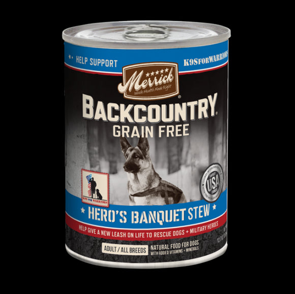 Merrick Backcountry Grain Free Hero's Banquet Grain Free Wet Dog Food, Case Of