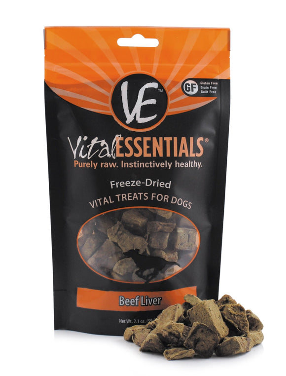 Vital Essentials Freeze-Dried Vital Treats Grain Free Beef Liver Freeze Dried Dog Treat, 2.1 oz