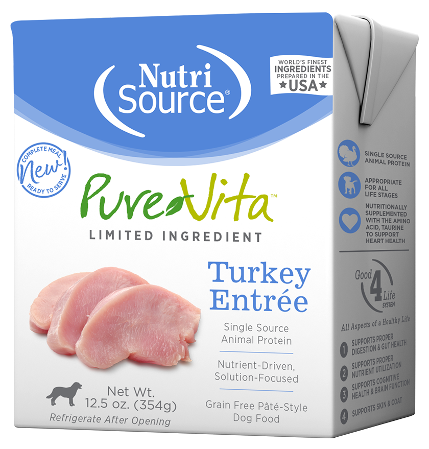 Pure Vita Wet Dog Food 12.5oz Grain Free Turkey Pate