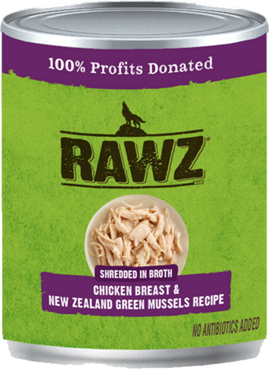 Rawz Shreddded Chicken, New Zealand Green Mussel Dog Food 10oz