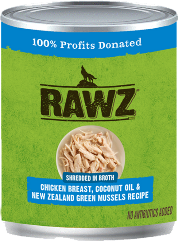 Rawz Shreddded Chicken, Coconut Oil New Zealand Green Mussel Dog Food 10oz
