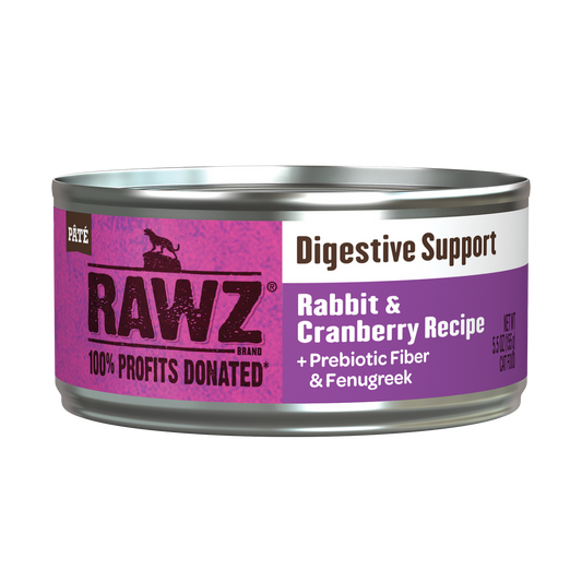 Rawz Digestive Support & Rabbit Cranberry Cat Canned 5.5oz