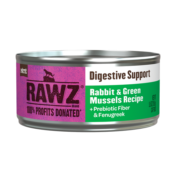 Rawz Digestive Support & Rabbit Green Mussel Cat Canned 5.5oz