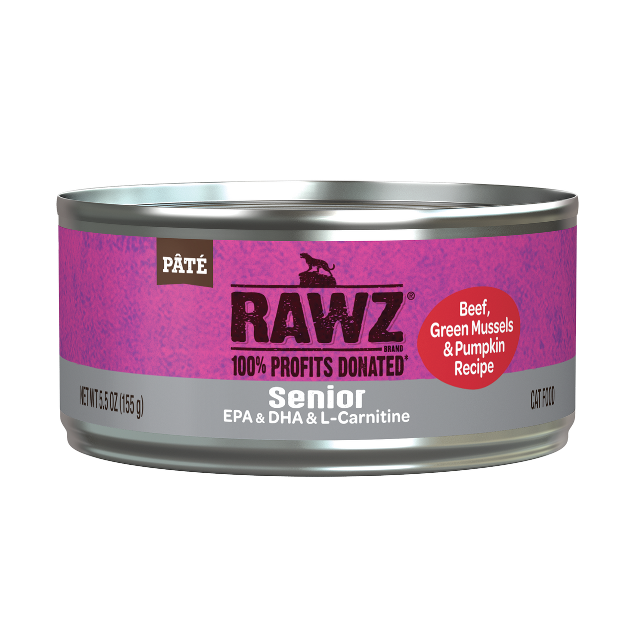 Rawz Beef, Green Mussels & Pumpkin Senior Cat Canned 5.5oz