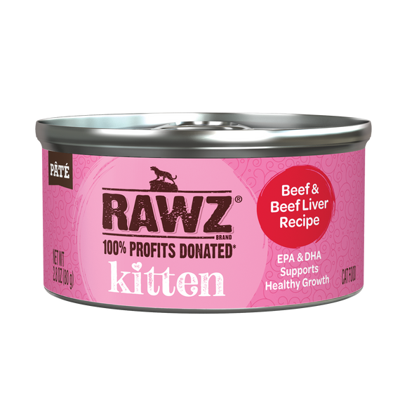 Rawz Beef & Beef Liver Kitten Canned 2.8oz