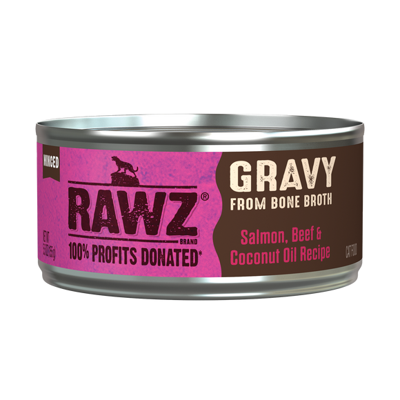 Rawz Salmon,Beef & Coconut Oil Gravy Cat Canned 5.5oz