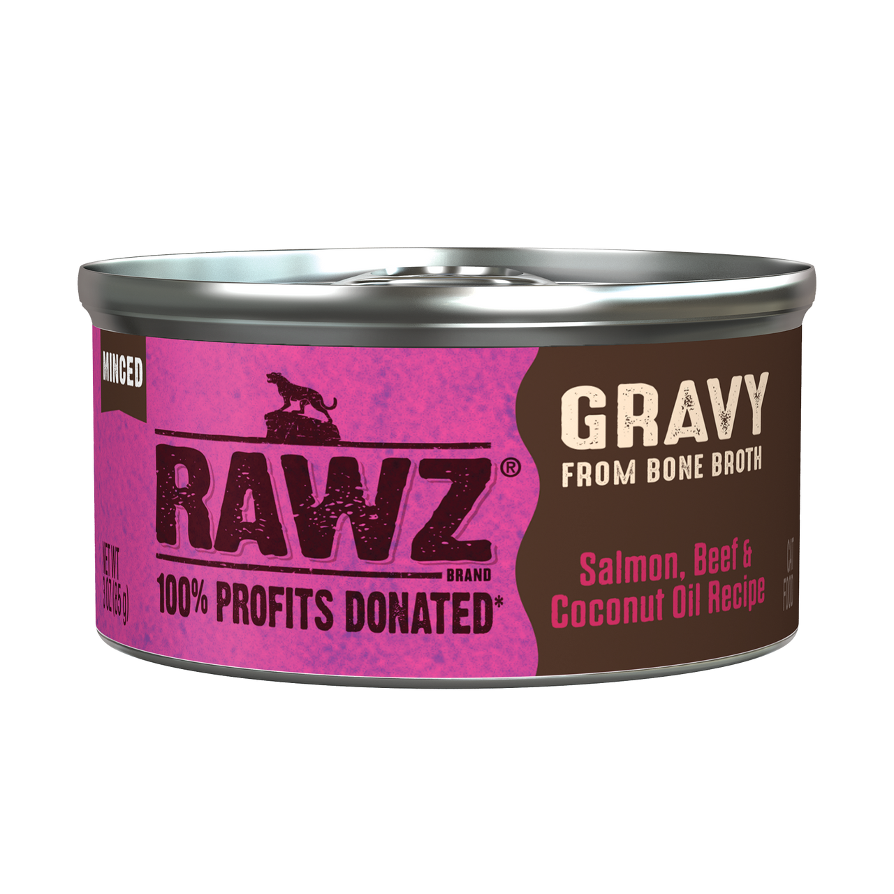 Rawz Salmon,Beef & Coconut Oil Gravy Cat Canned 3oz