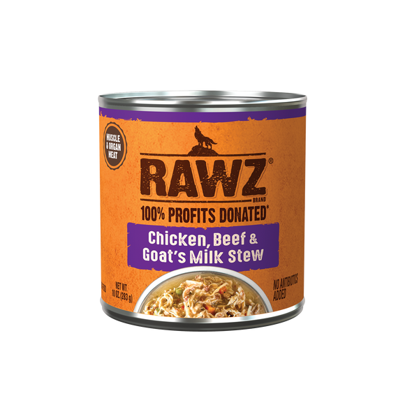 Rawz Chicken, Beef & Goat’s Milk Stew Dog Food 10oz