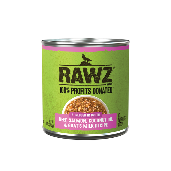 Rawz Shredded Beef, Salmon & Coconut Oil Dog Food 10oz