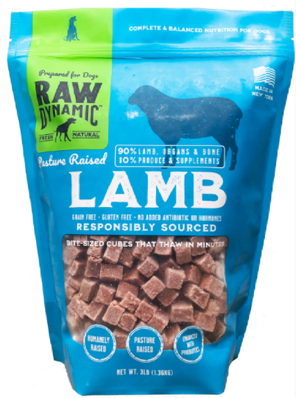 Raw Dynamic Frozen Dog Food Lamb 3lb