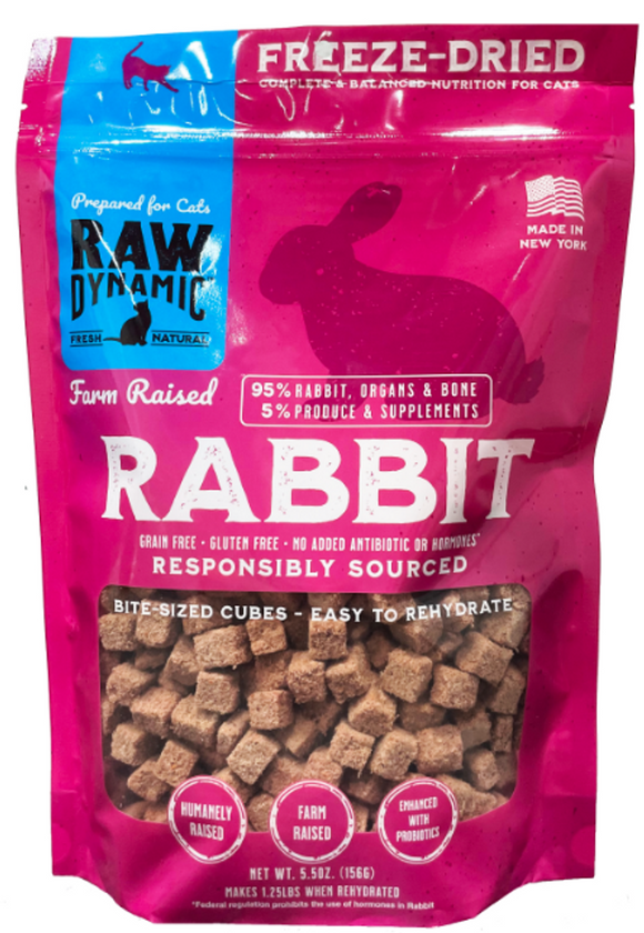 Raw Dynamic Freeze Dried Cat Food Rabbit 5.5oz