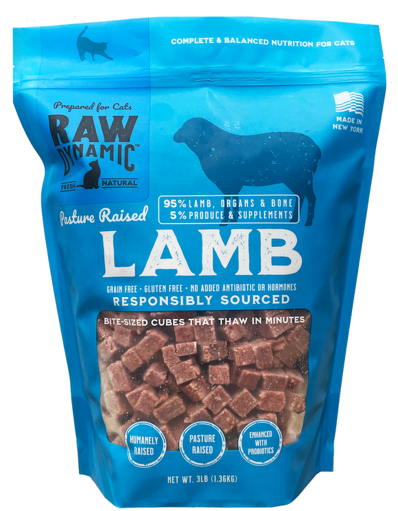 Raw Dynamic Frozen Cat Food Lamb 3lb