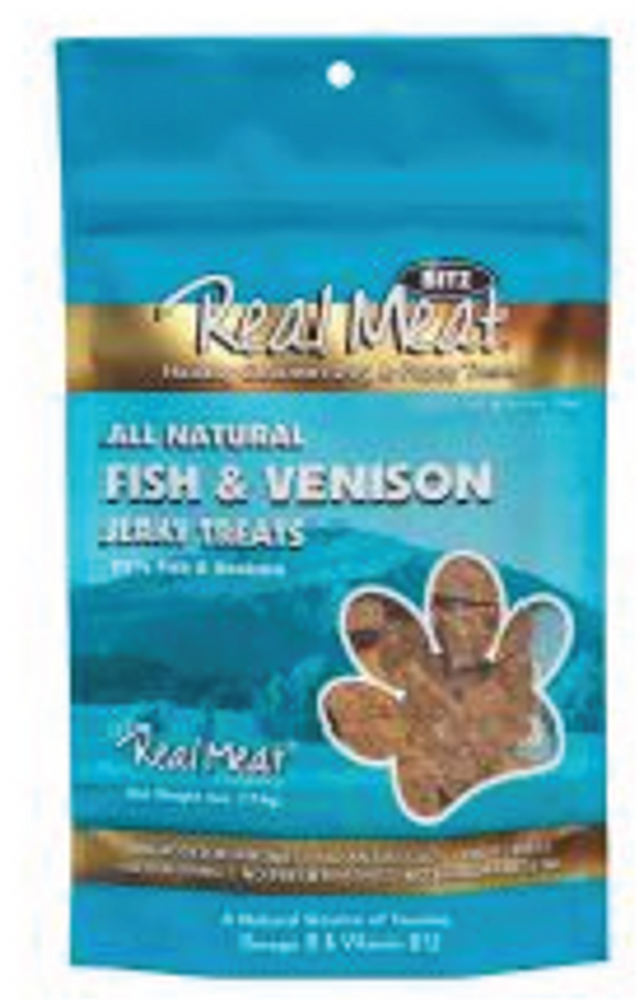 Real Meat Jerky Dog Treats Fish and Venison 4oz
