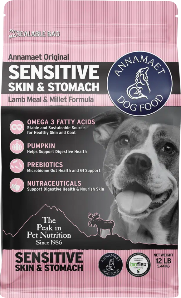Annamaet Sensitive Skin and Stomach Dry Dog food Lamb and Millet Formula 12lb