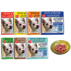 Sirius State of Nature Dog Burgers 2oz pack of 12 Triblend Turkey Chicken Beef