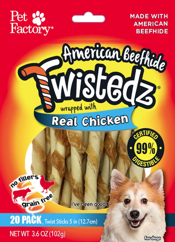 Twistedz American Beefhide Twist Sticks with Real Meat Wrap