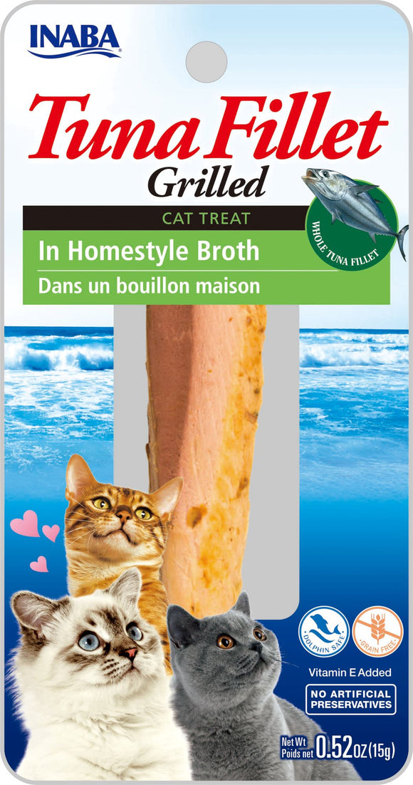 Inaba Ciao Grain-Free Cat Treat, Grilled Tuna Fillet in Homestyle Broth, 1 Fillet