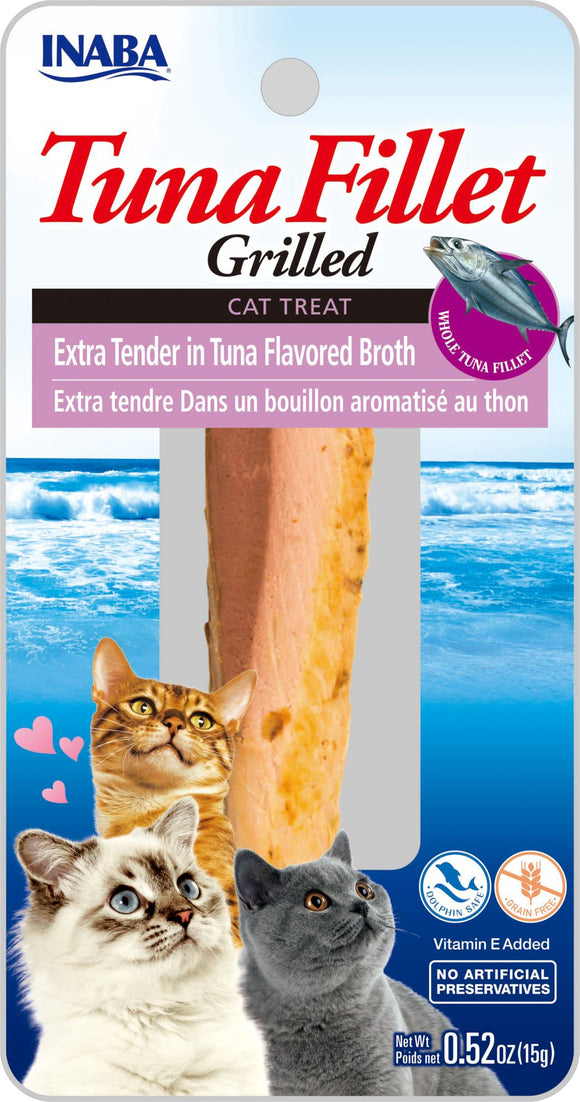 Inaba Ciao Grain-Free Extra Tender Cat Treat, Grilled Tuna Fillet in Tuna Flavored Broth, 1 Fillet