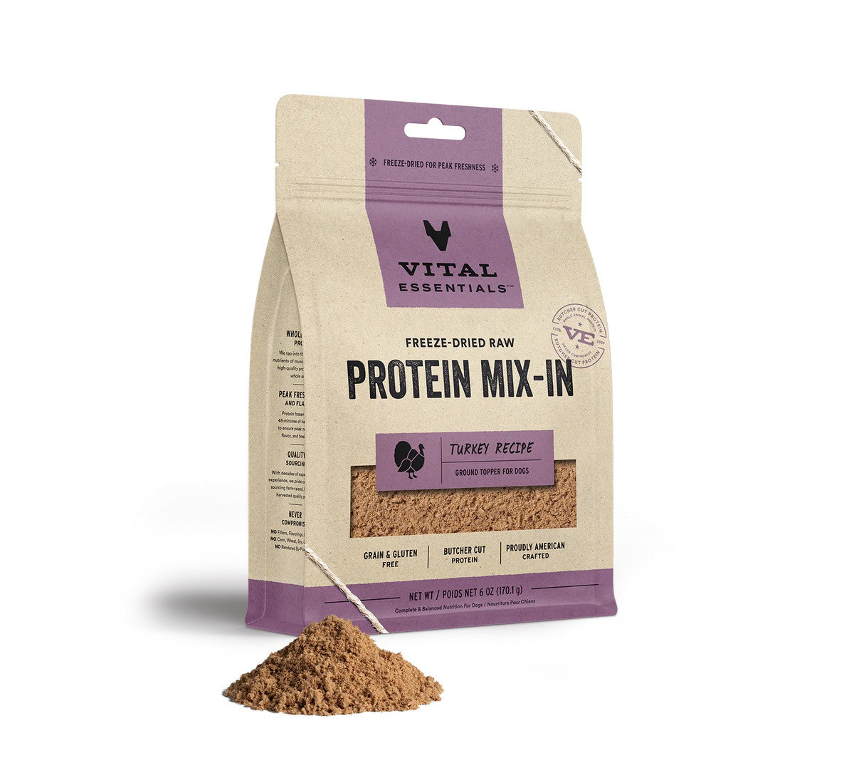 Vital Essentials® Freeze-Dried Raw Turkey Protein Mix-In Ground Topper ...