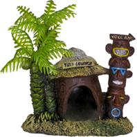 Blue Ribbon Exotic Environments Betta Hut with Palm Tree Aquarium Ornament