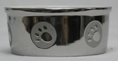 Paw Print Titanium Dog Dish 5inch