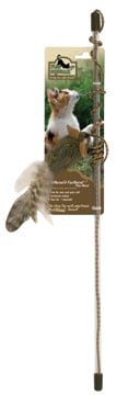 PLAY N SQUEAK TEASER WAND TETHERED & FEATHERED, 18
